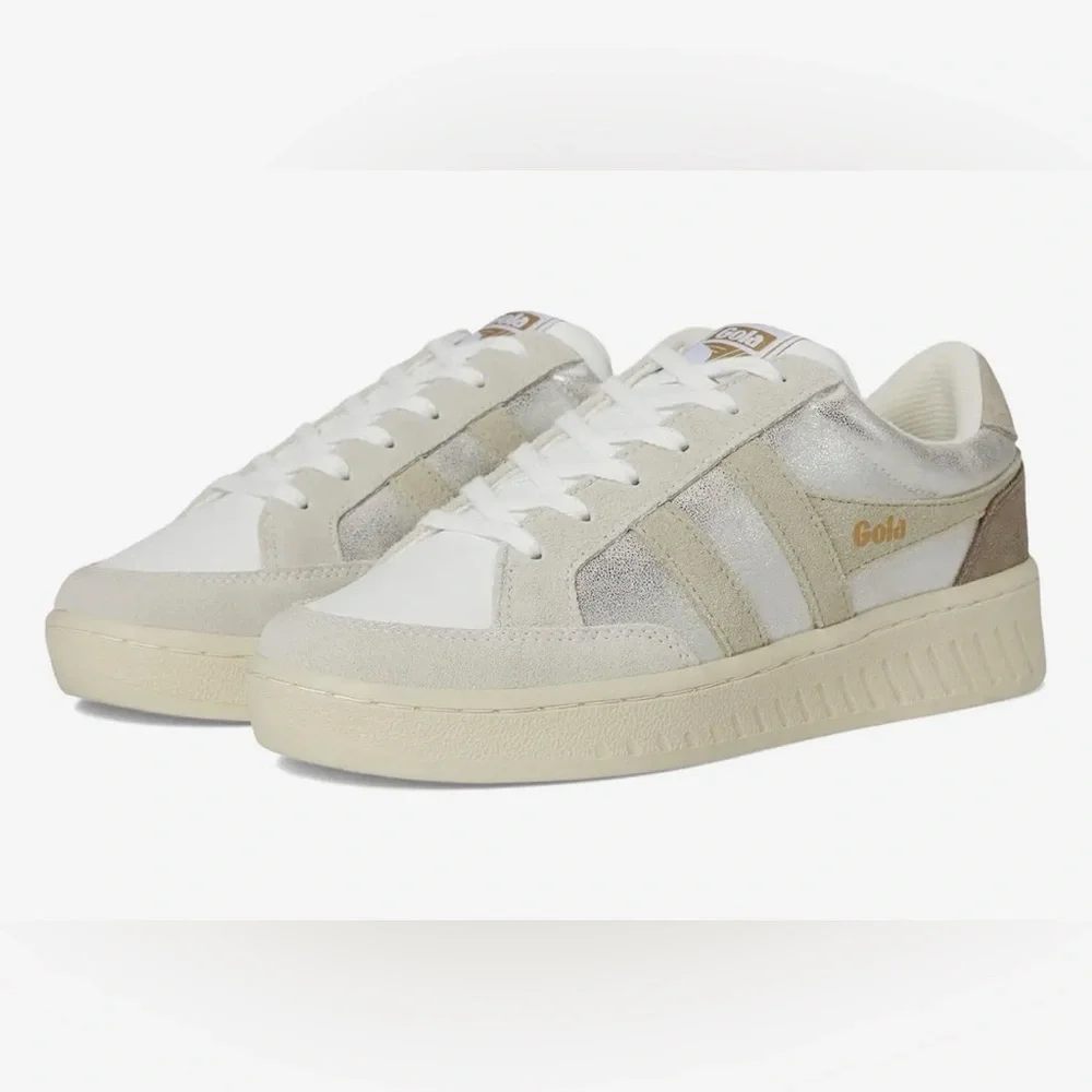 NEW Gola Superslam Blaze Silver/Wheat/Feather Gray Cream Sneakers - Picture 1 of 6